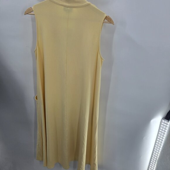 J. Jill Butter Yellow Lemonzest Rayon Big Pocket Collar V-Neck Midi Dress Small - Picture 2 of 16